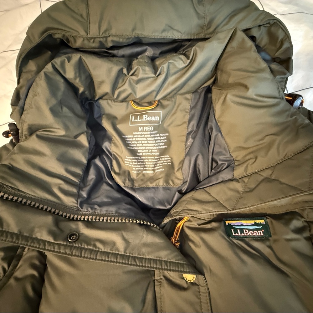 L.L.Bean Women's Mountain Classic Down Parka Kelp Green - Picture 3 of 7